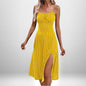 European And American Amazon New Women's Fashion Printed Self-tie Slit Sling Dress