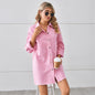 Washed Raw Edge Denim Dress Stitching Long-sleeved Cardigan