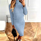 Turtleneck Knitting Solid Color Suit Skirt