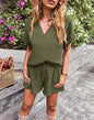 Solid Color Short Sleeve Shorts Temperament Commute Casual Suit