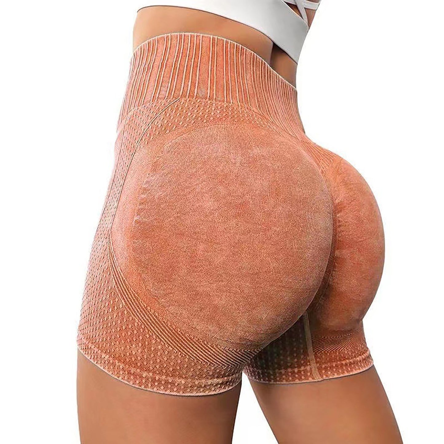 Frosted Washed Seamless High Waist Hip Lifting Yoga Shorts