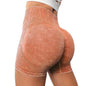 Frosted Washed Seamless High Waist Hip Lifting Yoga Shorts