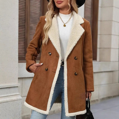 Fleece Suede Mid-length Woolen Casual Warm Jacket