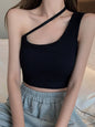 Women's Black Slanted Shoulder Camisole