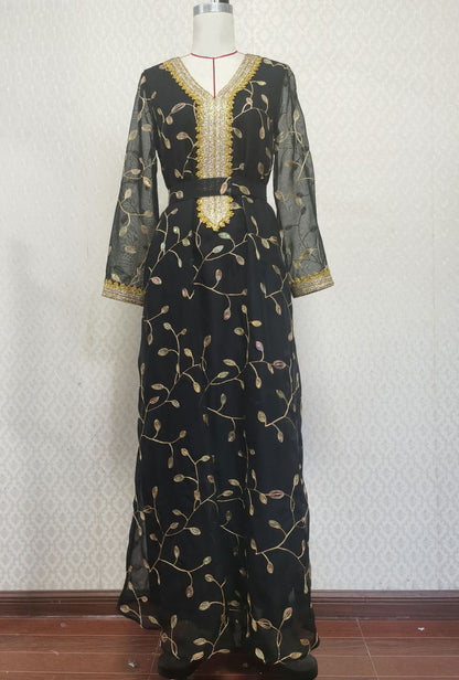 Arab Dubai Embroidery Applique Muslim Party Dinner Robe