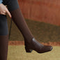 Retro Women's Autumn And Winter Thick-heeled Knit Slimming Boots
