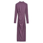 Women's Fashion Pure Color Half Collar Slim-fit Long-sleeved Dress