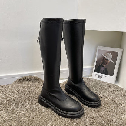 Knight  Long  Women White Boots Mid Heel