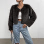 Fox Fur Fashion Thick Warm Long Sleeves Short Coat