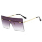 Vintage Oversized Square Rimless Sunglasses Women Luxury