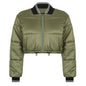 Women's Contrast Color Lapel Short Loose Cotton Jacket