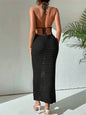 Slim Fit Backless Lace-up Backless Knitted Dress Sweater