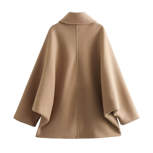 Women's Fall Winter Fashion Lapel Loose Woolen Coat Outerwear