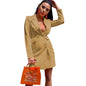New Summer Women's Fitted Double Breasted Long Sleeve Lapel Blazer