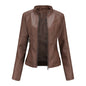 Biker Oversized Stand Collar Leather Jacket