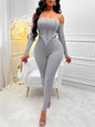 Women's Fall Winter Fashion Long Sleeve Off-shoulder Slim Fit Suit