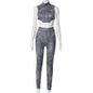 Collar Sleeveless Backless Lace-up Pants Sports Suit