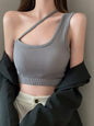 Women's Black Slanted Shoulder Camisole