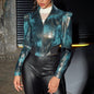 Bubble Sleeve Short Shipment Lapel Leather Jacket