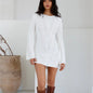Soulful Nights Long Sleeve Mini Dress White