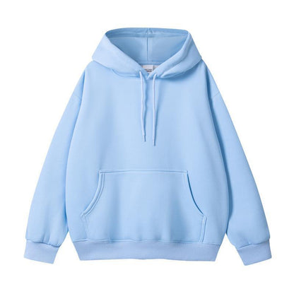 Simple Loose Cotton Silver Fox Velvet Hooded Pullover Men