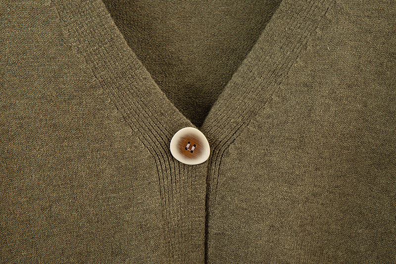 V-neck Cardigan Sweater Wide-leg Pants Suit