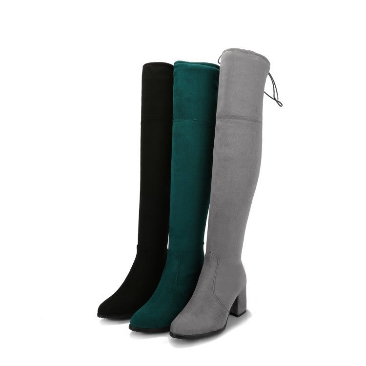 Winter Warm High-heeled Thick-heeled Over-the-knee Women's Boots