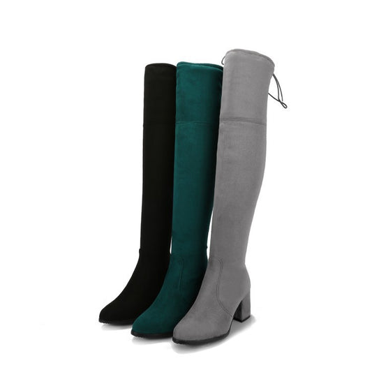 Winter Warm High-heeled Thick-heeled Over-the-knee Women's Boots