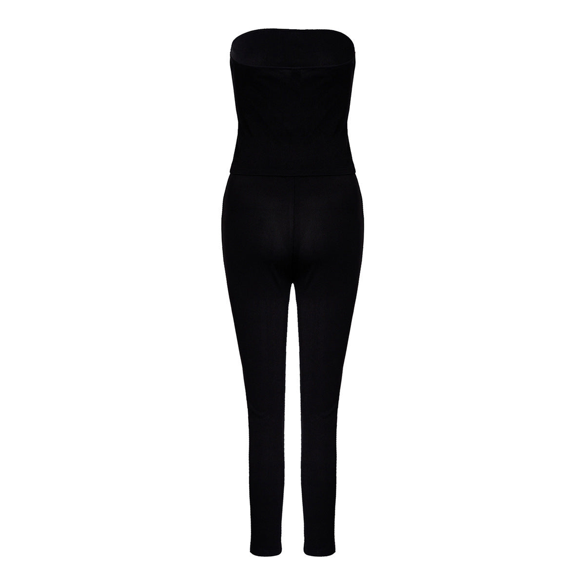 Strapless Pants Suit European And American Leisure Skinny Knit 2 Pieces Suit