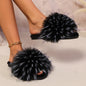 Female Casual Raccoon Fur Grass Slippers