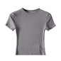 New Basic Style Slim-fit Solid Color Round Neck Bottoming Shirt Workout Top
