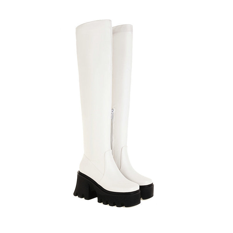 But The Knee  Thick Heel High  Autumn And Winter New Style Knight Smoke Boots