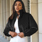 Diamond Plaid Stand Collar Zipper Short Jacket Temperament