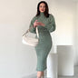 Autumn New Solid Color Turtleneck Slim Fit Knitting Suit