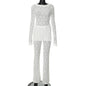 Solid Color Round Neck Long Sleeve Top High Waist Pants Suit