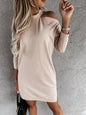 Women's Solid Color Off-the-shoulder Long Sleeve Dress