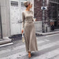 Skinny Inner Match Sunken Stripe Long Sleeve Casual Knitting Suit