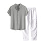 European And American Men's Stand Collar Fashion Casual All-match Slim Fit Cotton And Linen Suit