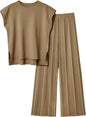 Women's Knit Casual Suit Sleeveless Vest Sweater Wide-leg Pants Two-piece Set